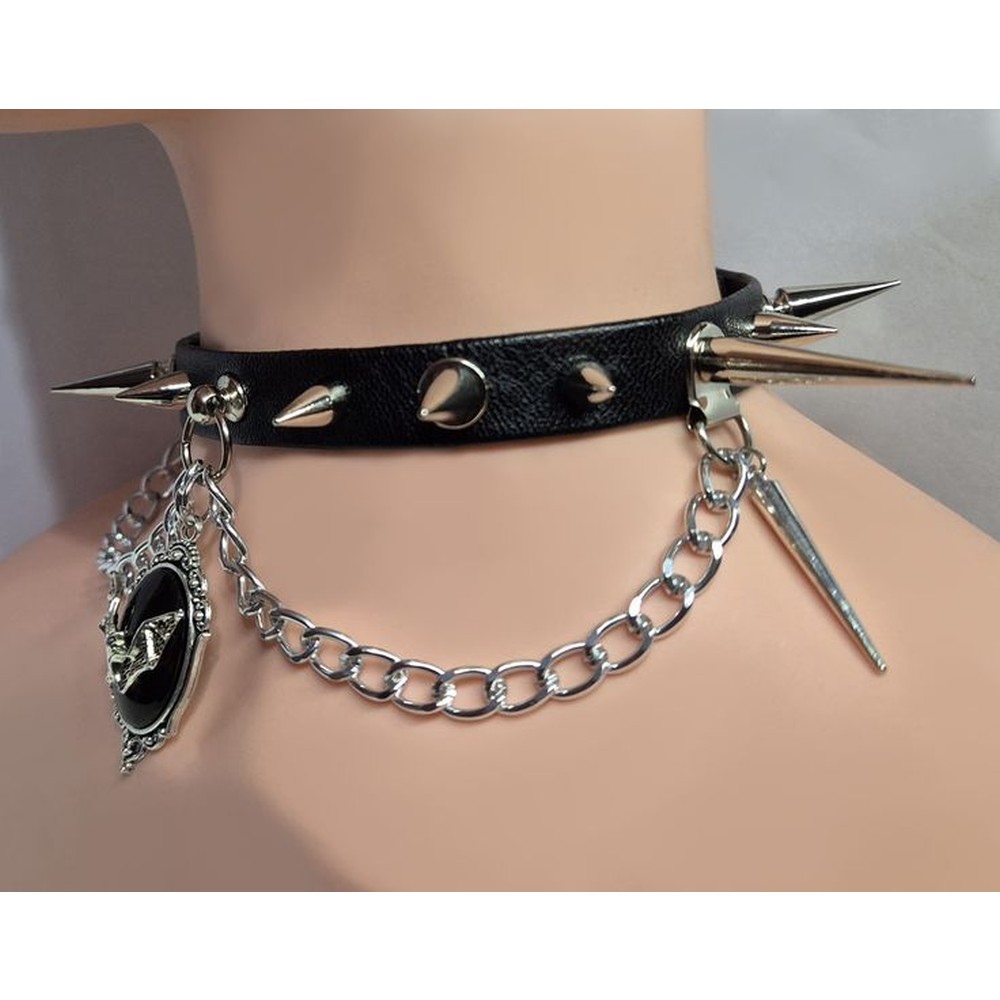 NekoGirl Collars - Batty handmade Choker - Zwart